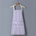 Striped canvas kitchen apron breathable cooking workwear stylish minimalist housework bib - Blue