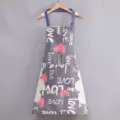 Delantal de cocina gris con estampado de amor, paños laterales absorbentes y correas ajustables. - Estilo de Limpieza de Manos / LOVE Gris