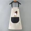Grembiule da cucina impermeabile con asciugamani laterali e stampa simpatica di ragazza caffè. - Modello standard (Senza asciugamani) / Grigio con tasca nera (Coffee Girl)
