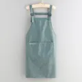 Green denim kitchen apron, waterproof and oilproof sleeveless workwear for cooking and baking. - Blue