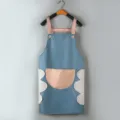 Grembiule da cucina impermeabile blu con bretelle rosa e asciugamani per la casa - Stile con asciugamani - con asciugamano / Azzurro polvere con tasca rosa
