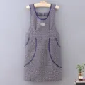 Waterproof kitchen apron with checkered pattern, durable oil-proof cooking smock. - Blue