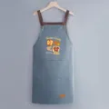 Waterproof oil-proof kitchen apron with cute print and pockets for cooking baking - Regular Fit / Blue