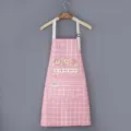 Grembiule Da Cucina Impermeabile A Quadri Rosa Con Tasca Anteriore Abito Da Lavoro Stile Unico - Vestibilità regolare / Rosa