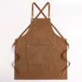 Grembiule in tela spessa con bretelle incrociate, tasche multiple per cucina, bar e giardinaggio. - Caffè