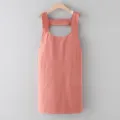 Pink Japanese cross-back cotton crepe apron with pockets for cooking and gardening SKU variant - Pink