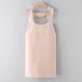 Japanese style cotton linen apron with multiple pockets cross back kitchen workwear for women - Beige