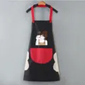 Grembiule da cucina impermeabile con asciugamani e stampa ragazza nero rosso variante - Modello standard (Senza asciugamani) / Nero con tasca rossa (Coffee Girl)