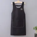 Grembiule da cucina impermeabile senza maniche con tasca con zip, abbigliamento nero. - Nero