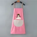 Grembiule da cucina rosa impermeabile con tasca, indumento da lavoro per ristorante e casa. - Vestibilità regolare / Rosa con tasca grigia