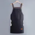 Grembiule da cucina impermeabile con spallacci regolabili, asciugamani laterali e tasche. - Stile Asciugamani / Nero