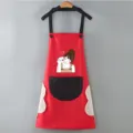 Grembiule da cucina rosso impermeabile con tasche asciugamani design da appendere per cucinare - Modello standard (Senza asciugamani) / Rosso con tasca nera (Coffee Girl)