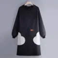 Grembiule da cucina impermeabile a maniche lunghe nero da lavoro con tasche e dettagli morbidi. - Stile Asciugamani / Nero