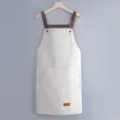 Grembiule da cucina impermeabile con bretelle marroni e tasche, bavaglino PVC anti-olio per cuocere. - Stile Asciugamani / Grigio