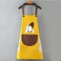 Grembiule da cucina impermeabile con tasche stampa ragazza caffè e asciugamani, giallo - Stile Asciugamani / Giallo con tasca caffè