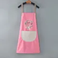 Cute pink kitchen apron with grey pocket, waterproof cooking workwear for women. - Pink with Grey Pocket