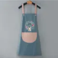 Grembiule da cucina impermeabile per donna, simpatico grembiule da cucina giapponese con tasche. - Azzurro polvere con tasca rosa
