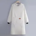 Grembiule da cucina impermeabile a maniche lunghe con tasche e asciugamani beige - Stile Asciugamani / Grigio