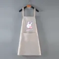 Cute waterproof PVC kitchen apron in light grey with bunny graphic, perfect for cooking tasks. - Vibrant Rabbit (Standard) / Gray