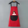 Grembiule da cucina impermeabile con tasca, abbigliamento da lavoro rosso per casa e ristorante. - Vestibilità regolare / Rosso con tasca nera
