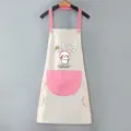 Grembiule da cucina impermeabile con tasche e asciugamani laterali, simpatico design di topo. - Vestibilità regolare / Grigio con tasca rosa