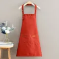 Delantal de trabajo de lona para cocina restaurante, correa ajustable con bolsillo, rojizo. - Rojo