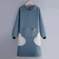 Grembiule da cucina impermeabile a maniche lunghe, abbigliamento da lavoro antiolio blu scuro. - Stile Asciugamani / Blu cuoio