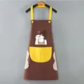 Grembiule da cucina impermeabile con tasche asciugamani marrone giallo carina ragazza caffè SKU - Stile Asciugamani / Caffè con tasca gialla
