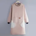 Grembiule impermeabile a maniche lunghe cucina abbigliamento da lavoro rosa con tasche in peluche. - Stile Asciugamani / Rosa pelle
