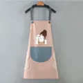 Grembule da cucina impermeabile con tasche asciugamani e stampa ragazza caffè, rosa - Stile Asciugamani / Rosa antico con tasca blu