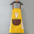 Simpatico grembiule da cucina impermeabile con tasche e asciugamani, design topo di cartone. - Giallo con tasca caffè