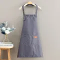 Delantal de cocina gris de lona con bolsillos y correa ajustable para trabajo restaurante - Gris