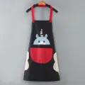 Waterproof kitchen apron with hand wipe towels, adjustable red straps, adult cooking workwear. - Black with Red Pocket