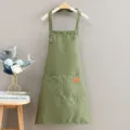Delantal de trabajo de lona verde con bolsillos y tirantes ajustables, resistente y antimanchas. - Verde