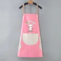 Grembiule da cucina rosa con tasche e asciugamani, grembiule impermeabile da cucina. - Rosa con tasca grigia