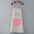 Grembiule da cucina impermeabile con stampa coniglio, stile grigio rosa per cucinare. - Grigio con tasca rosa