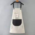 Grembiule da cucina coreano impermeabile con stampa di topo, tasche e asciugamani. - Grigio con tasca nera