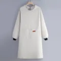 Long sleeve waterproof kitchen apron with pockets, oil-proof work clothes for cooking and cleaning. - Regular Fit / Gray