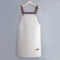 Kitchen waterproof strap apron, white body with brown cross straps and pockets. - Regular Fit / Gray