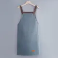 Waterproof kitchen apron with cross straps and pockets, oilproof PVC work apron for cooking. - Regular Fit / Leather Blue