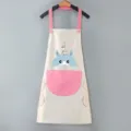 Grembiule da cucina impermeabile con tasche e asciugamani, design carino per la cucina. - Grigio con tasca rosa