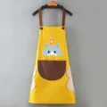 Waterproof kitchen apron with hand wipe towels, yellow cooking apron with pockets for home. - Yellow with Coffee Pocket