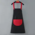 Grembiule da cucina nero e rosso con laccetto da collo e tasca, perfetto per cucinare. - Stile Asciugamani / Nero con tasca rossa