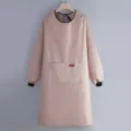 Long sleeve waterproof apron kitchen workwear with large pocket pink color PVC material - Regular Fit / Dusky Pink
