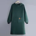 Dark green waterproof long sleeve apron coverall kitchen workwear with dual pockets - Regular Fit / Dark Green