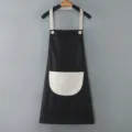 Grembiule da cucina impermeabile nero e bianco con tasca, perfetto per cucinare e pulire. - Stile Asciugamani / Nero con tasca grigia
