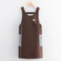 Waterproof sleeveless kitchen apron with wipeable hand towels on sides, brown home wear. - Coffee