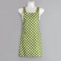 Tablier de cuisine à pois blancs verts avec poches, tissu imperméable pour cuisiner et pâtisser. - Tablier à bretelles en coton sergé - Vert à pois