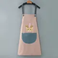 Grembiule da cucina impermeabile da donna, simpatico grembiule con stampa di cervo e tasca. - Rosa antico con tasca blu