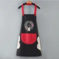 Grembiule da cucina impermeabile per uomo e donna, con asciugamani e motivo carino. - Stile Asciugamani / Nero con tasca rossa